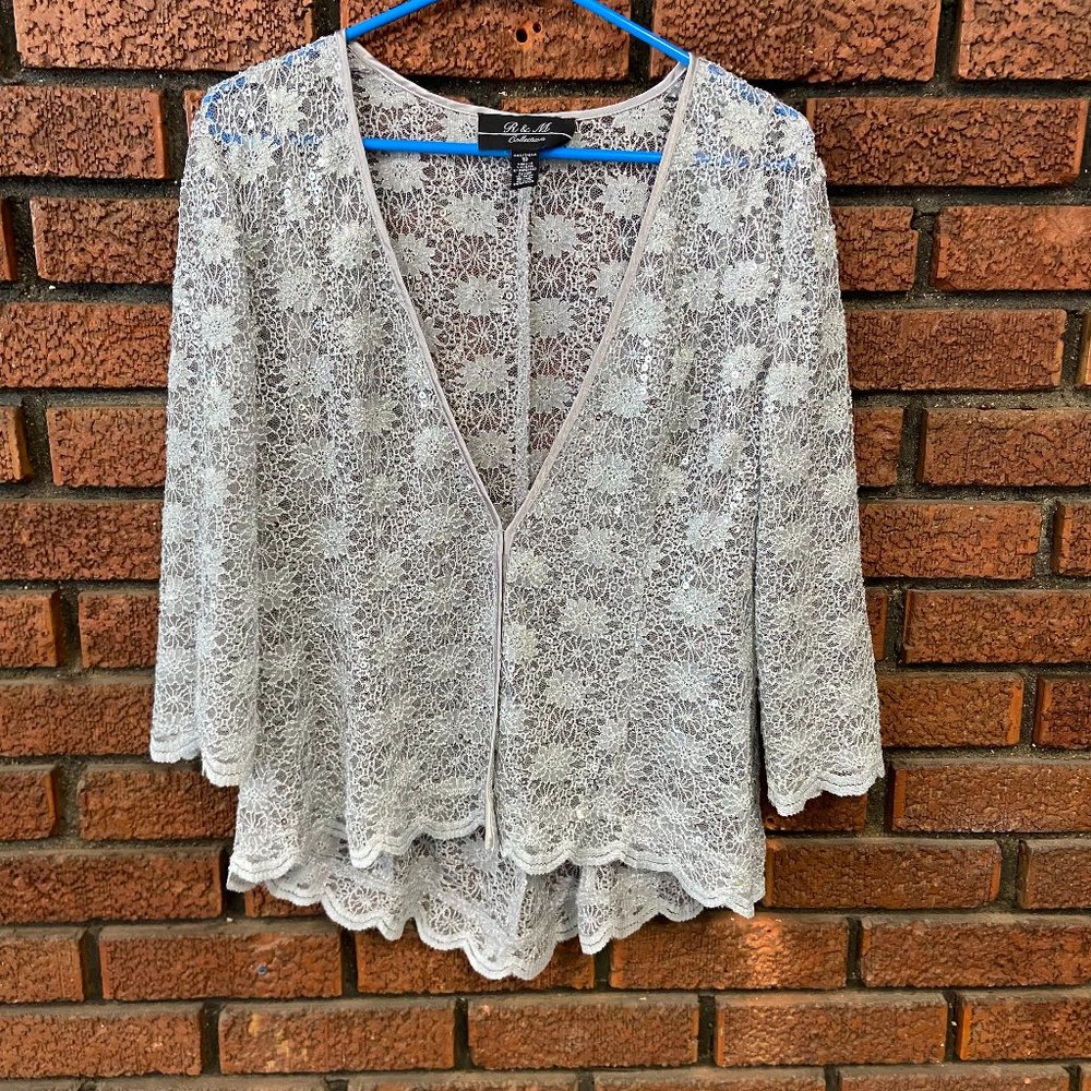 R and M Collection Silver Cardigan Size 10